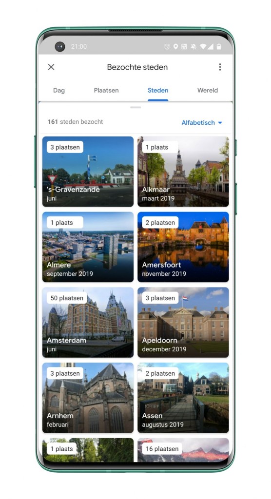 Google Maps-tijdlijn